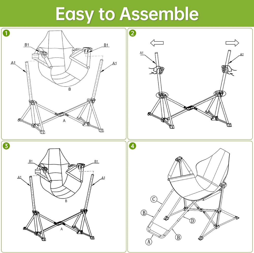 Hammock Swinging Rocking Camping Chairs with Footrest for Adults up to 400lbs...