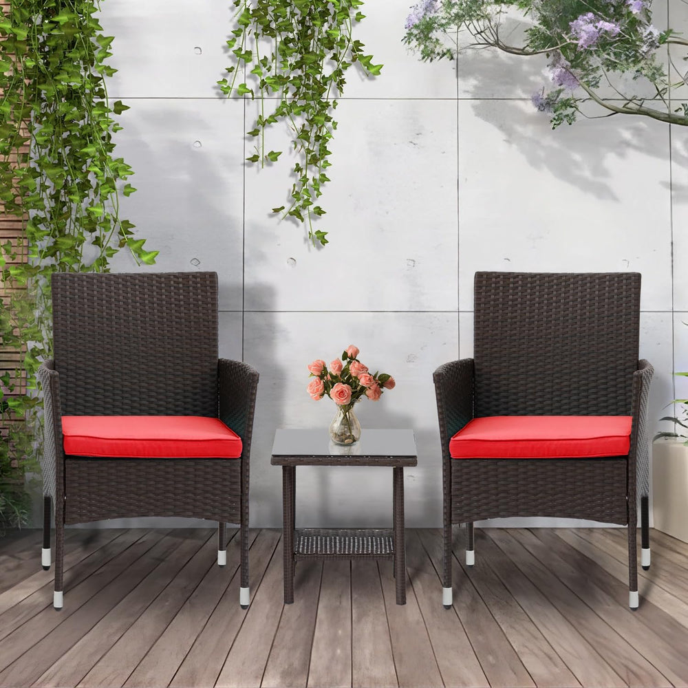 PayLessHere Set of 3 Outdoor Furniture Set Patio Furniture Set Brown Conversa...