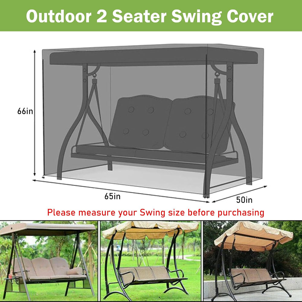 Patio Swing Cover, 2-Seater Glider Covers 65L x 50W x 66H inch with Buckles
