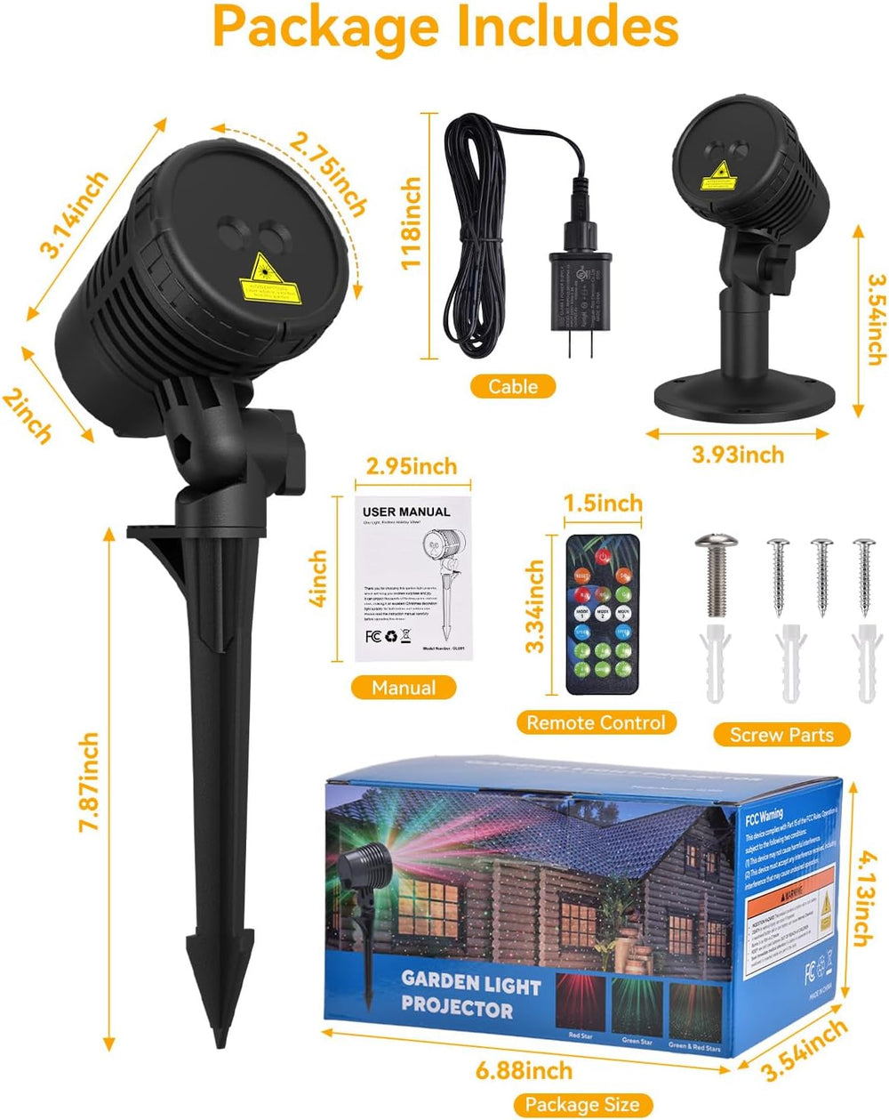 Neroupe Christmas Projector Lights Outdoor Waterproof with Remote Control, Ou...