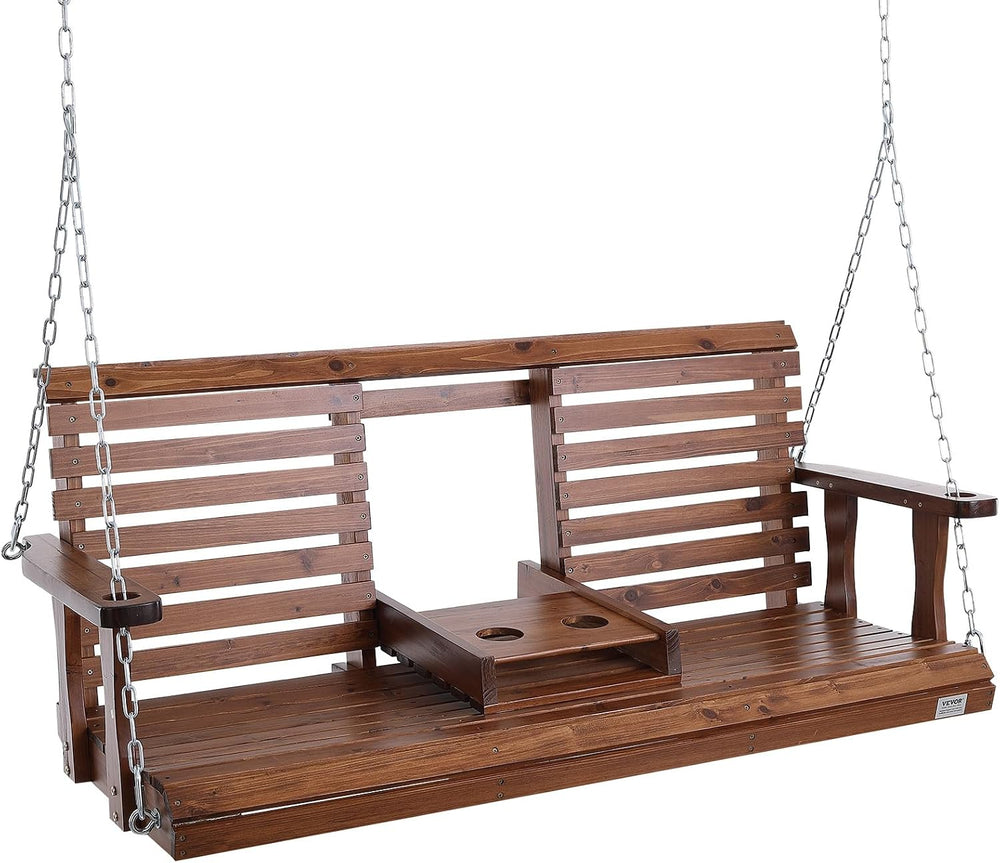 VEVOR Wooden Porch Swing 5 ft, Patio Bench Swing for Courtyard & Garden, ...