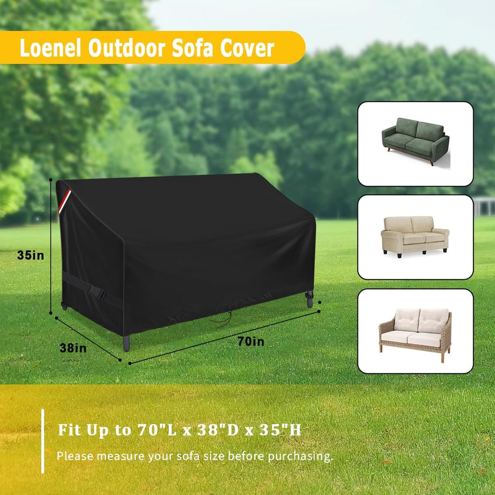 Outdoor Waterproof Sofa Loveseat Glider Cover, 70" L x 38" W x 35&q...