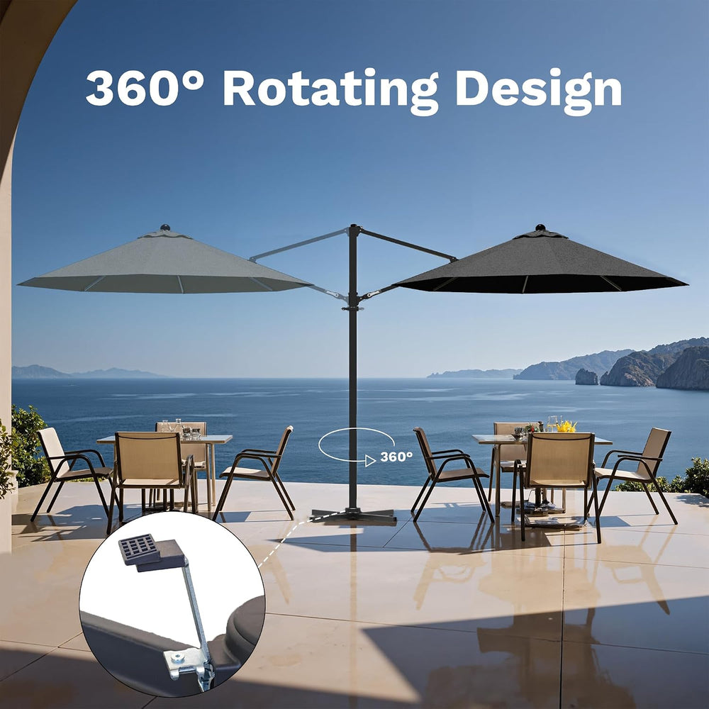 Devoko 10ft Cantilever Patio Umbrella, Round Large Outdoor Umbrella with 360-...