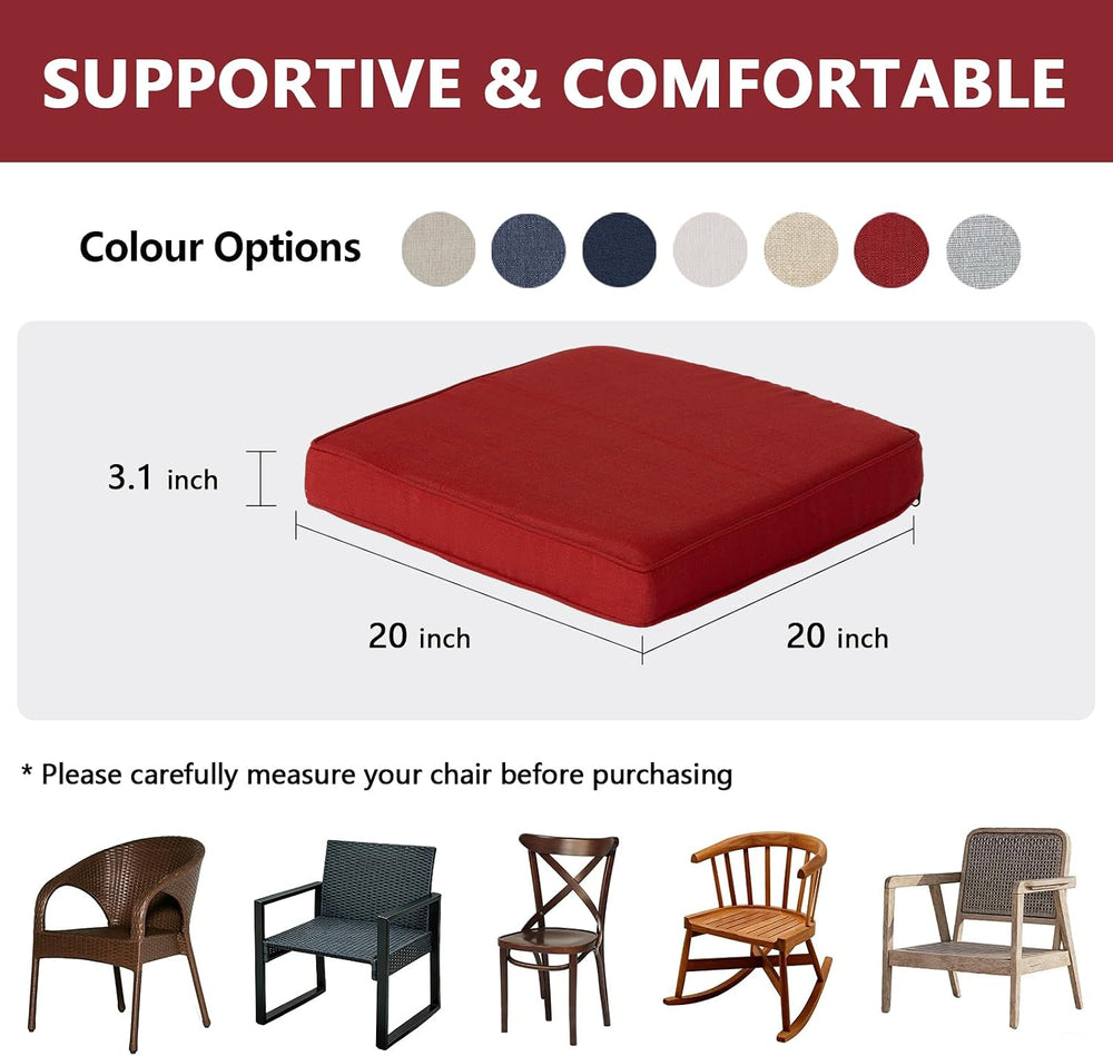 Goodgoods 20x20 Patio Chair Cushions Set of 4, 35D Foam, Chili