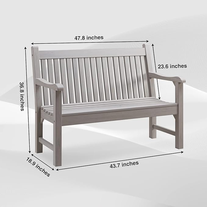Psilvam Garden Bench, 2-Person Poly Lumber Patio Bench, All-Weather Outdoor B...