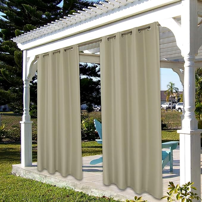 BONZER Outdoor Curtains for Patio Water Resistant Heavy Privacy Light Filteri...
