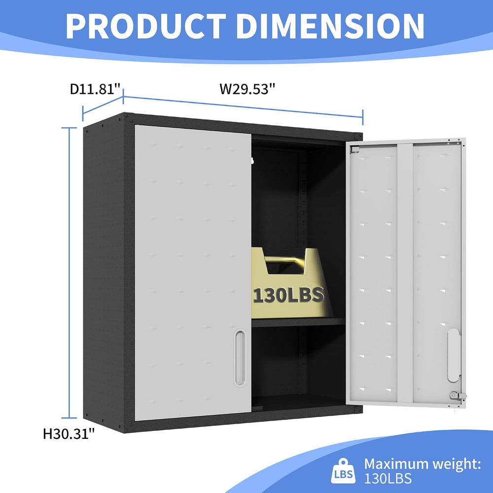 Wall Mounted Metal Storage Cabinet, Garage Hanging Tool Cabinet