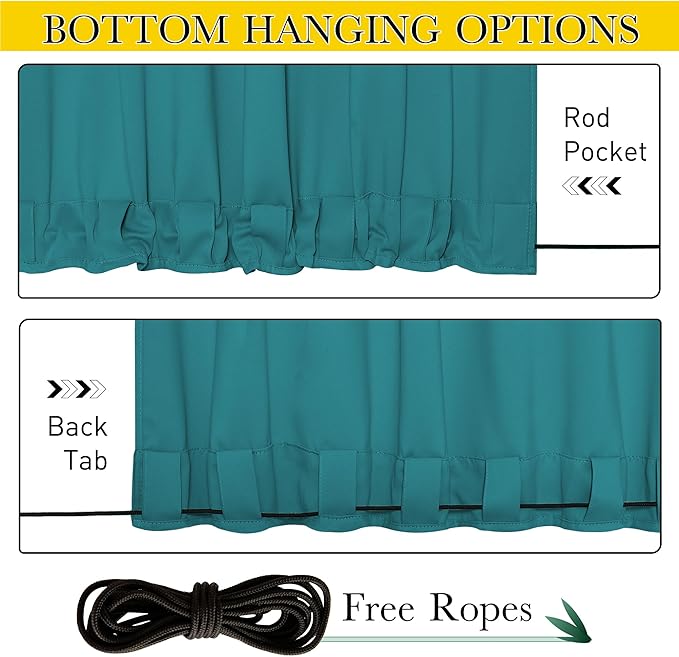 NICETOWN 2 Panels Outdoor Curtains Waterproof Pocket & Back Tab on Top &a...