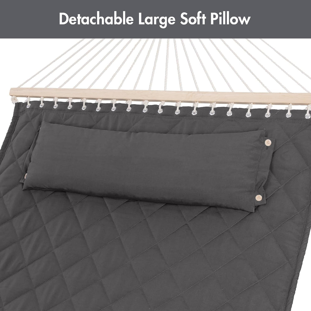 ANOW Heavy Duty Hammock with 12 Feet Stand Included, Quilted Hammock, Gray