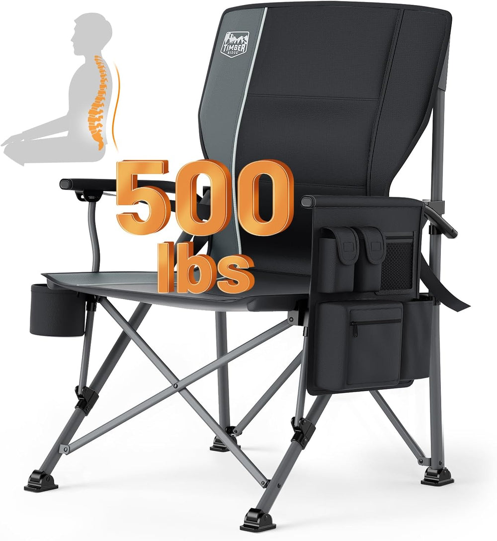 TIMBER RIDGE Aluminum Oversized Camping Chair 500lbs Lumbar Support
