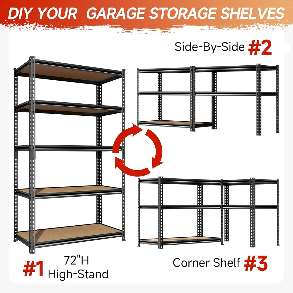 71.9" H Garage Shelves,Garage Storage Shelves Heavy Duty,Heavy Duty Gara...