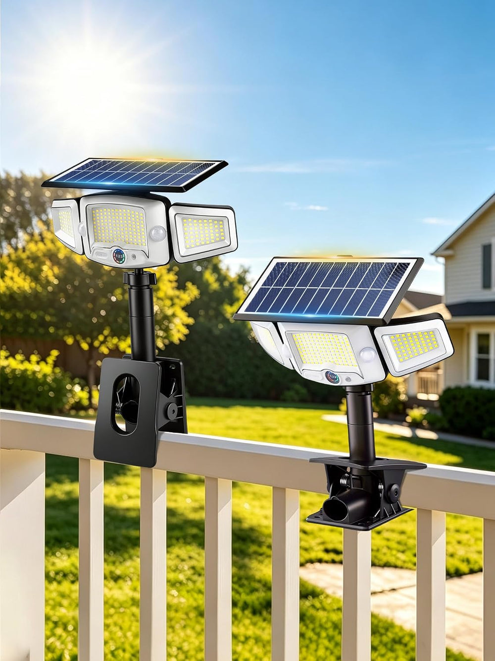 Clip On Solar Lights Outdoor, Dual Motion Sensor, Visual Display, 3 Charging ...