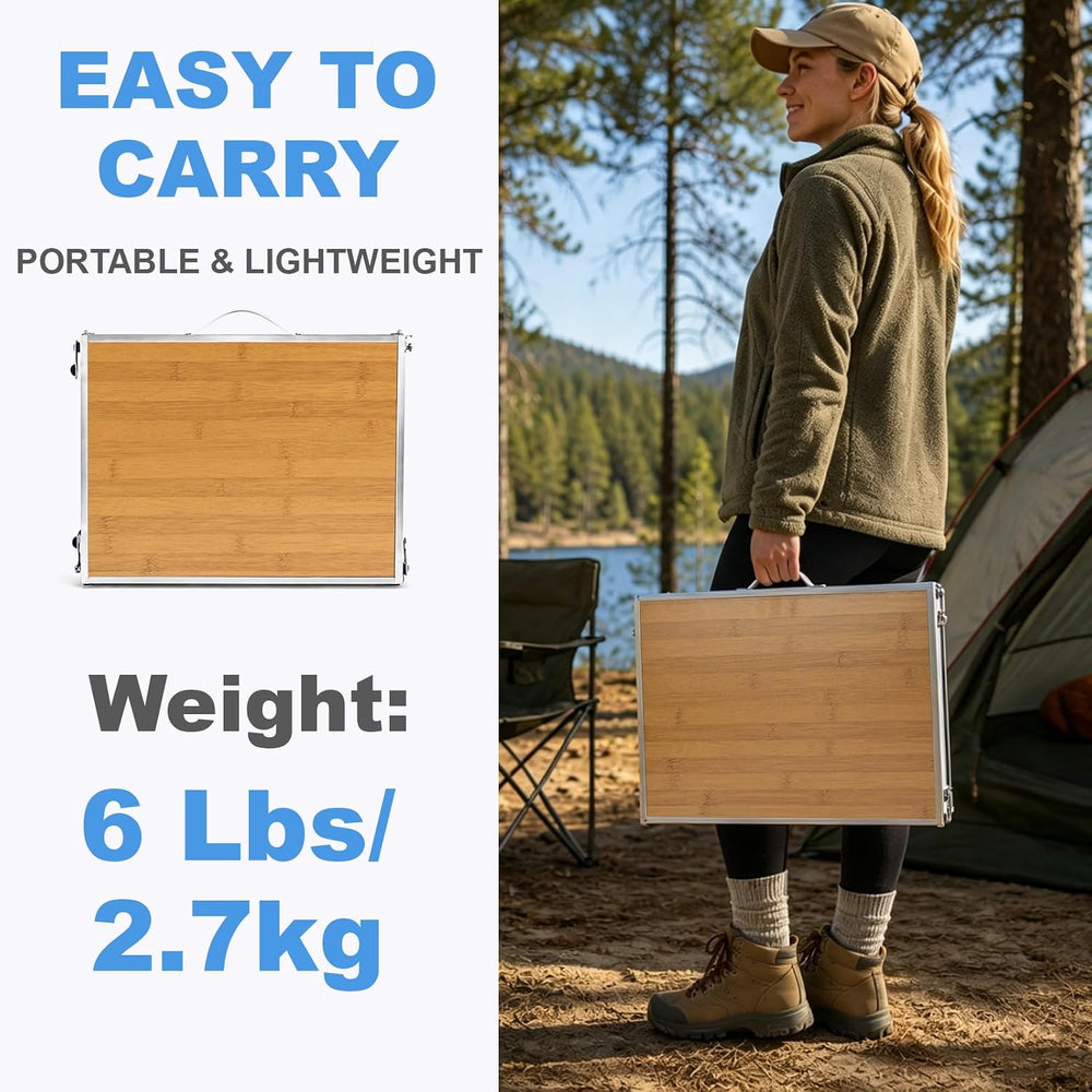 Moosinily Small Camping Table 4FT Folding Picnic Table Foldable Low Camp Tabl...