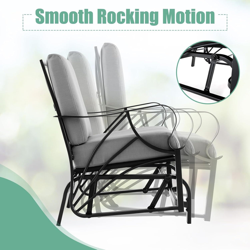 GIANTEX Outdoor Glider, Patio Rocking Chair with Thick Cushion