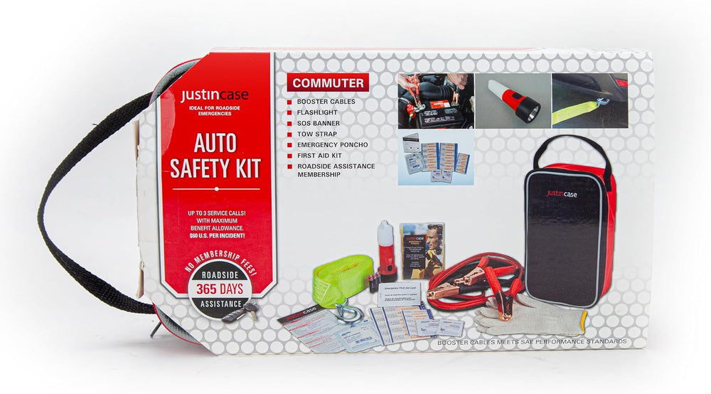 Justin Case Commuter Portable Roadside Emergency Car Kit with Heavy-Duty Jump...