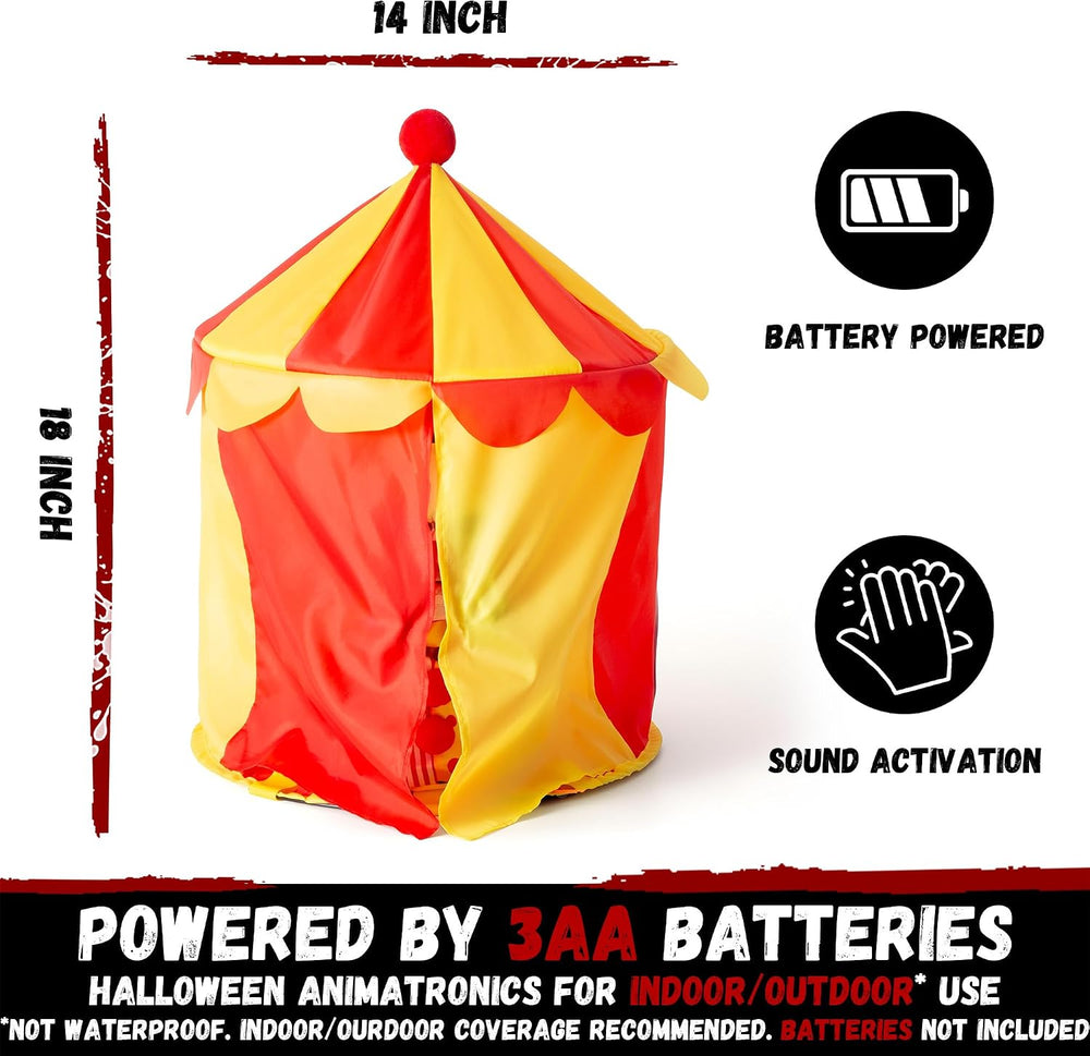 Halloween Animatronic Clown Circus Tent Decoration Creepy Peek-a-Boo Clown wi...