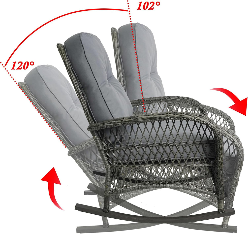 Outdoor Wicker Rocking Chair, All Weather Resin Rattan Wicker Rocking Chairs,...