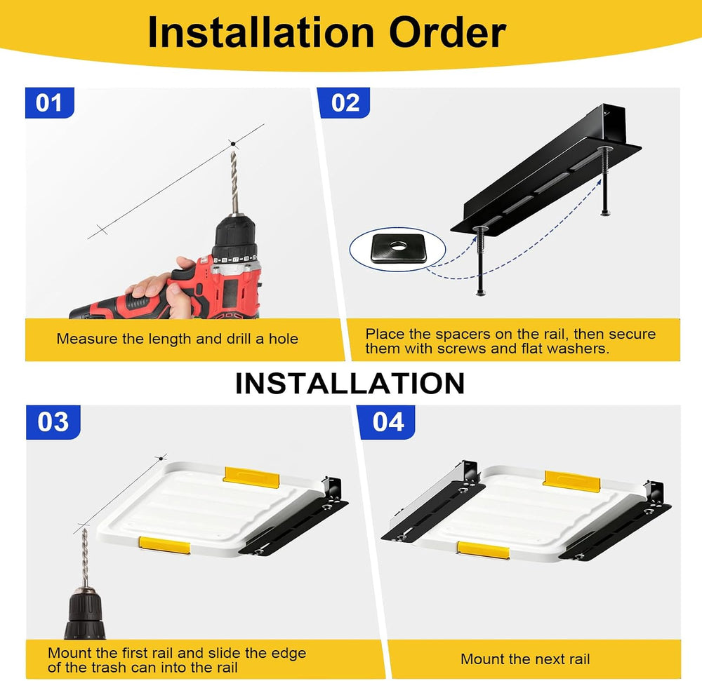 Garage Ceiling Storage Racks, Ceiling Mount Bin Holder, 4 Sets for 3 Bins