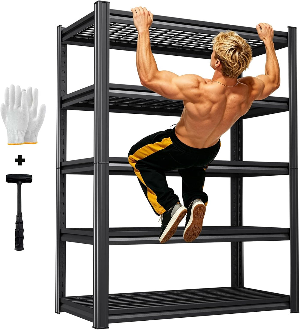 5-Tier Storage Shelves, 2200LBS Heavy Duty Garage Shelving, Adjustable Metal ...