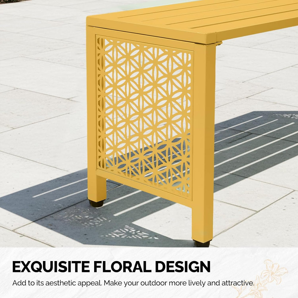 VINGLI 40in Outdoor Metal Bench, All-Weathe Backless Patio Bench with Slatted...