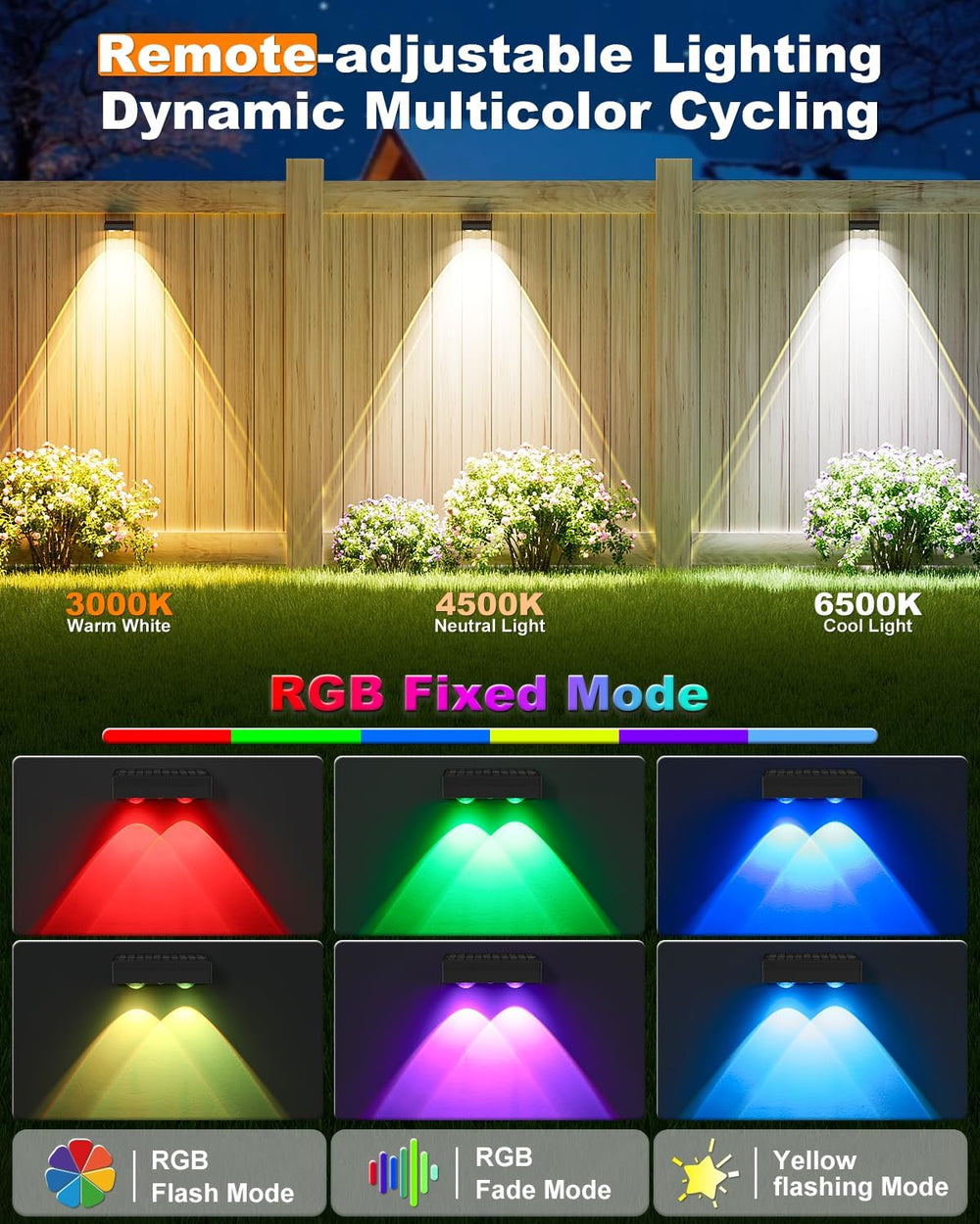 VOLISUN Solar Fence Lights with Remote Control 12 Pack, 50 LM Fence Lights