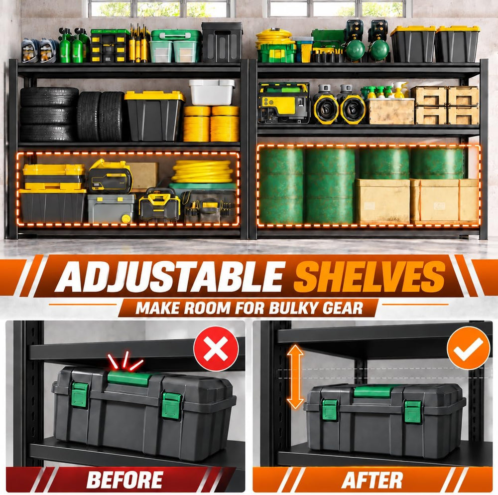 Garage Shelving Heavy Duty Storage Shelves Boltless Unit 44"H x 40"...