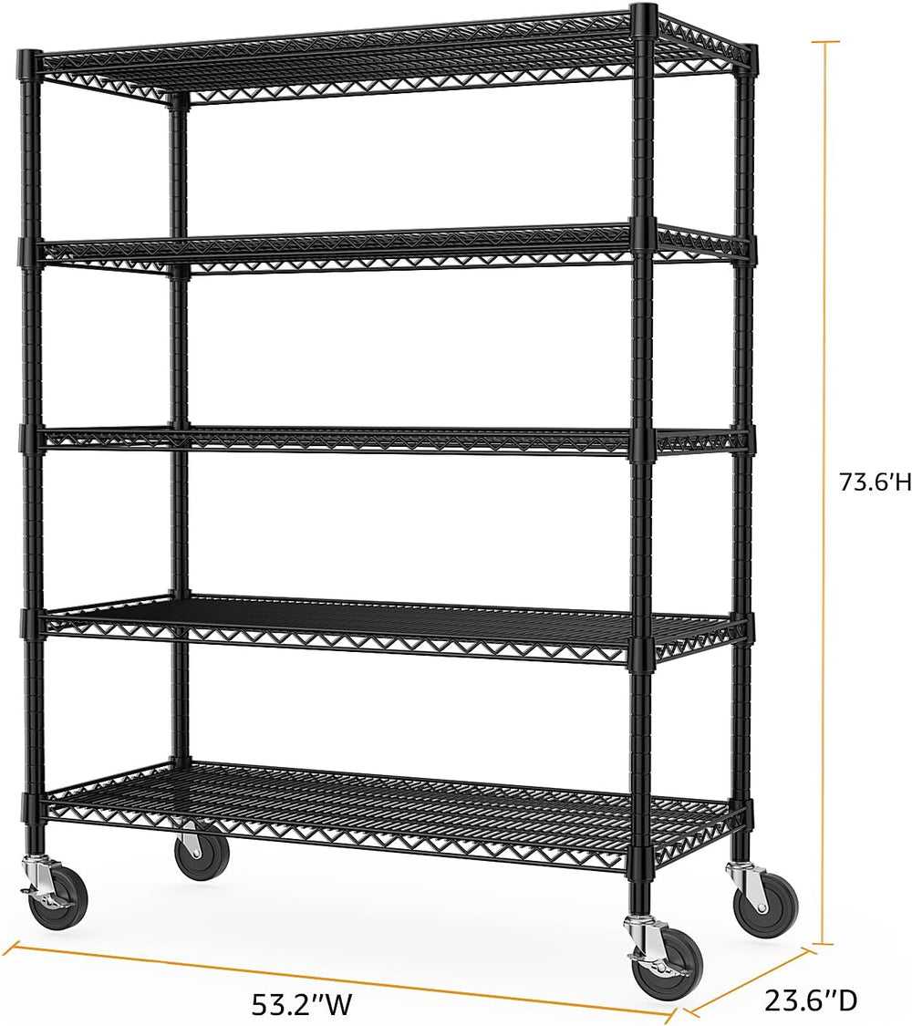 M MZG 53" W Garage Shelving 5 Tier Industrial 2200LBS Metal Shelving Uni...