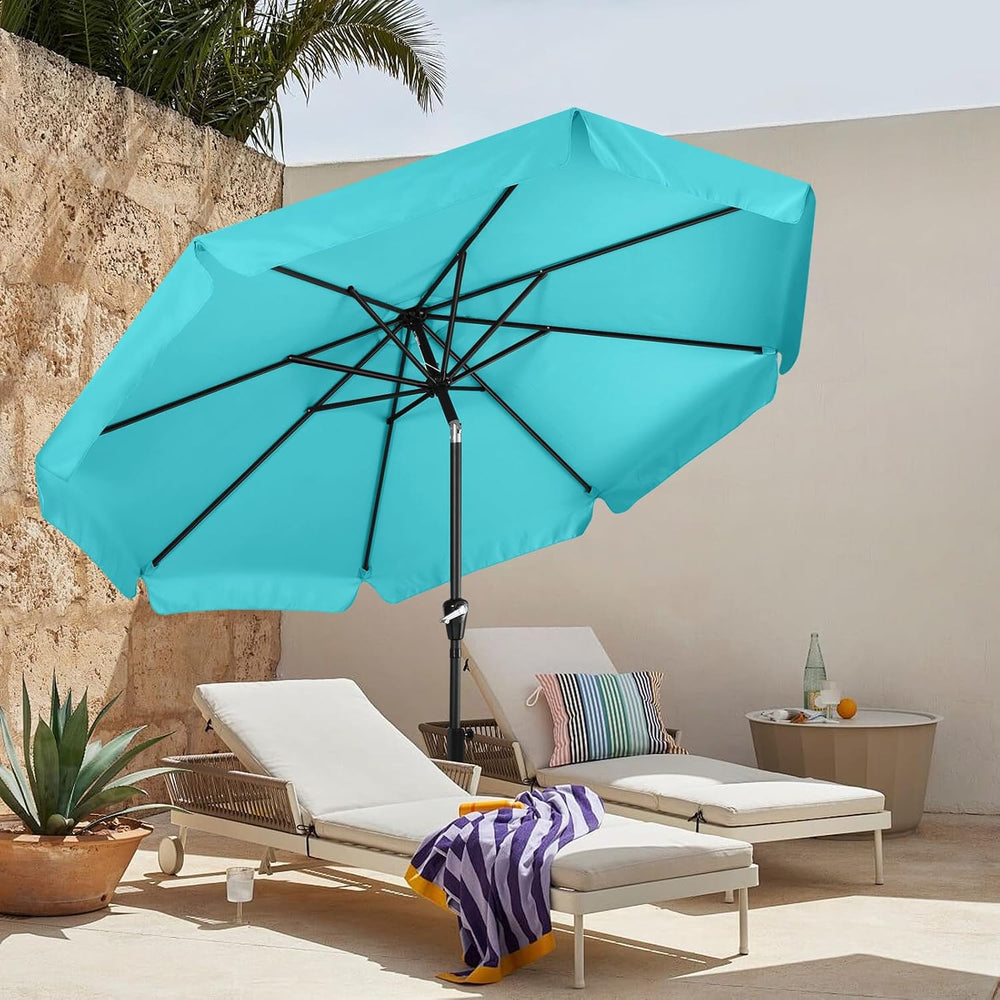 MASTERCANOPY 9ft Scalloped Valance Patio Umbrella, Crank & Tilt, Turquoise