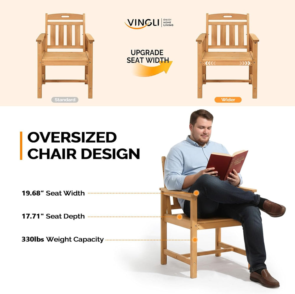 VINGLI Outdoor Dining Chairs, Solid Wood Patio Chairs Outdoor Chair for Garde...