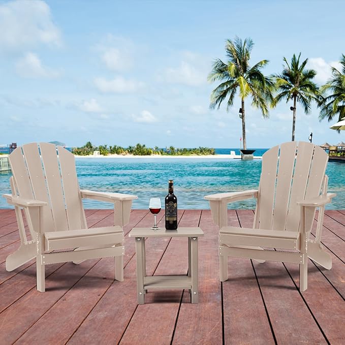 Adirondack Outdoor Side Table, 2-Tier Sturdy Patio End Table Weather Resistan...