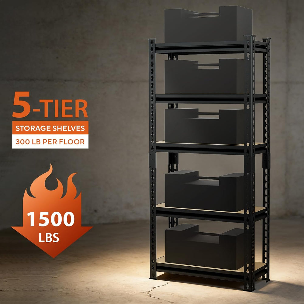 Garage Shelving 5 Tier Adjustable Metal Storage Shelves, Heavy Duty 1500LBS C...
