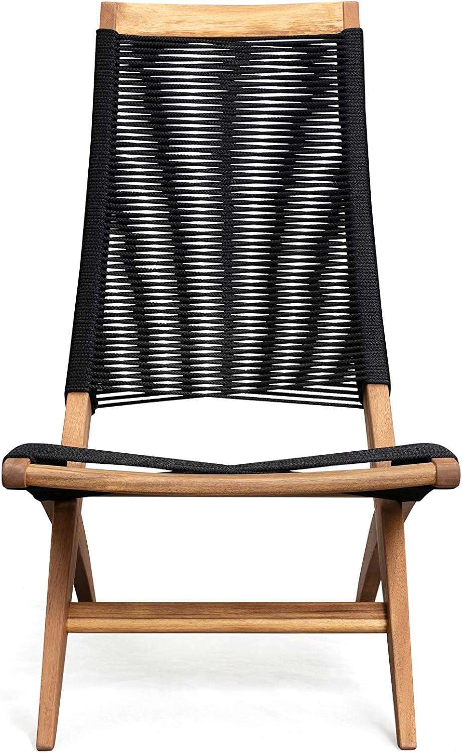 Patio Sense 63364 Lisa Modern Lounge Chair Natural Wood Finish Mid Century Mo...