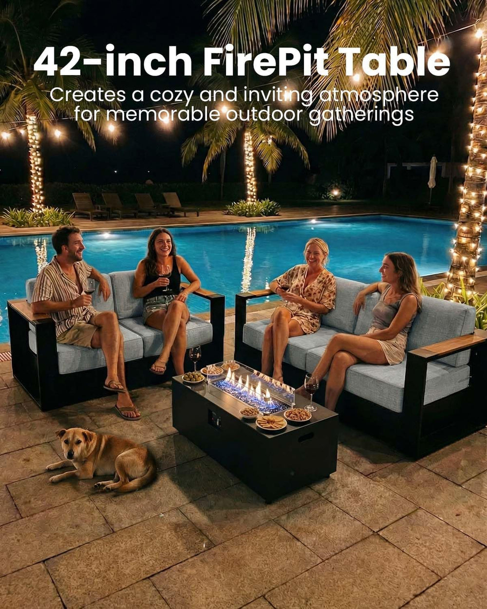 4-Piece Luxury Aluminum Patio Furniture Set, Oversized Outdoor Conversation S...