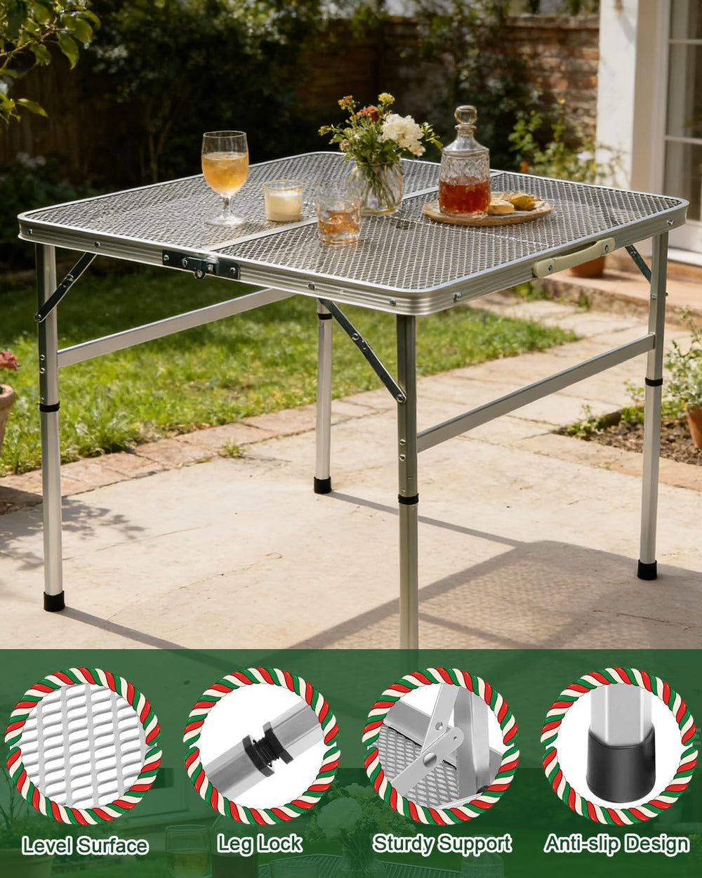 Square Folding Card Table with Adjustable Height (12" & 26"), S...