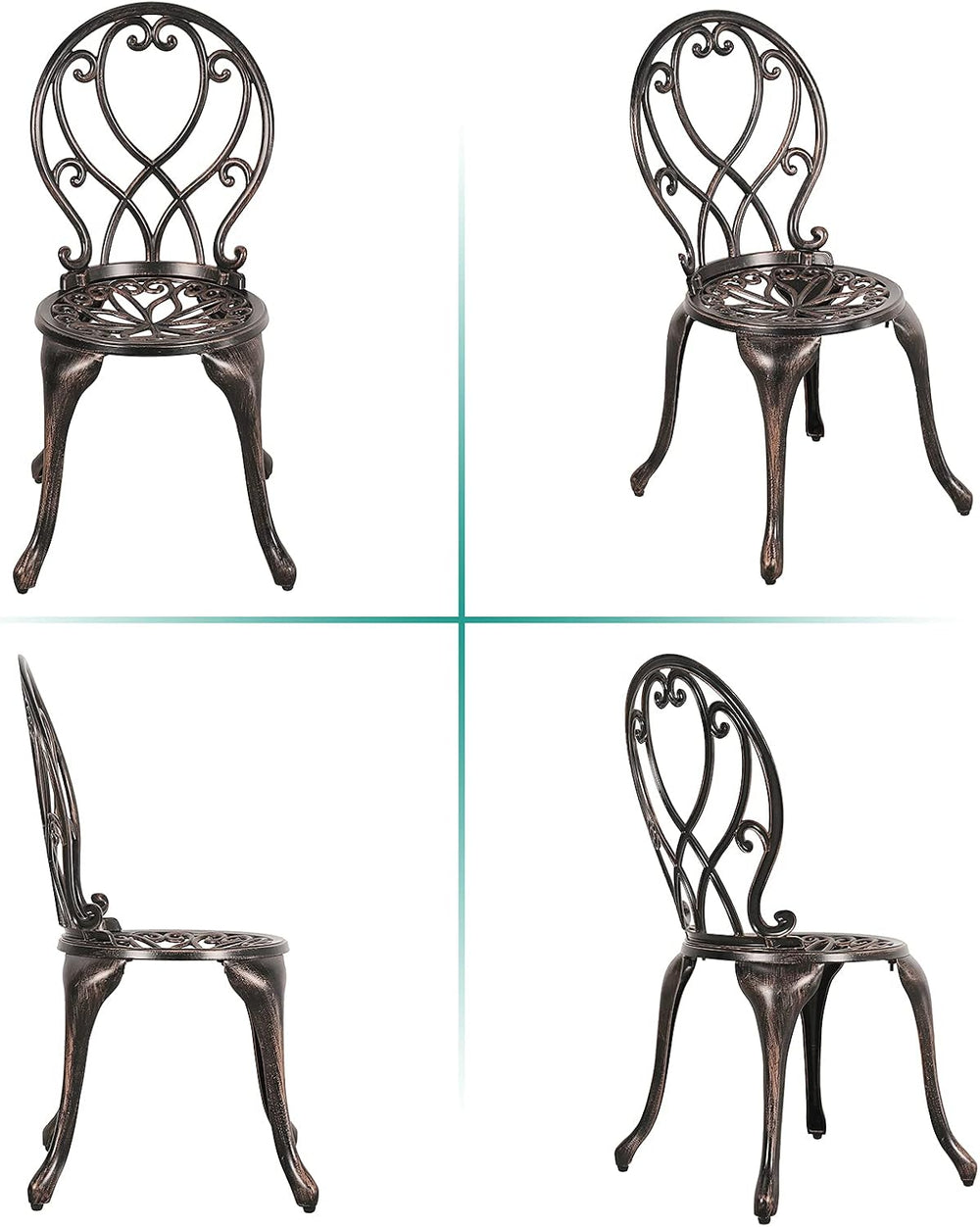 COBANA 3 Piece Outdoor Bistro Set, Patio Dining Retro Table and Chairs