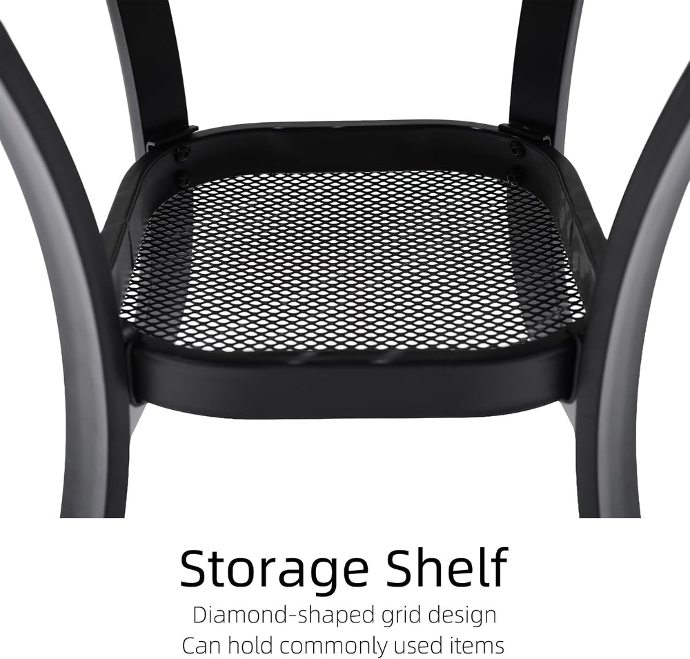 Outdoor Bistro Set for 2, Stackable Chairs & Square Table, Gray