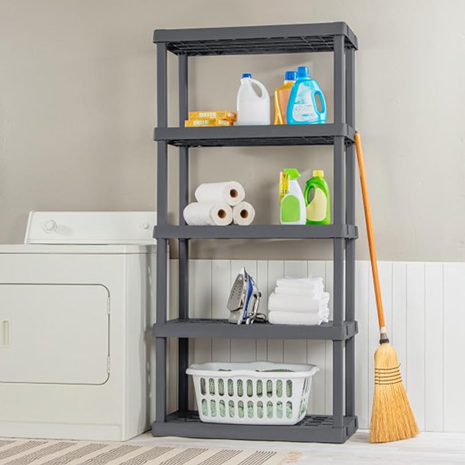 Sterilite 2-Pack 5 Shelf Unit, Heavy-Duty Shelving Storage Rack for Home and ...