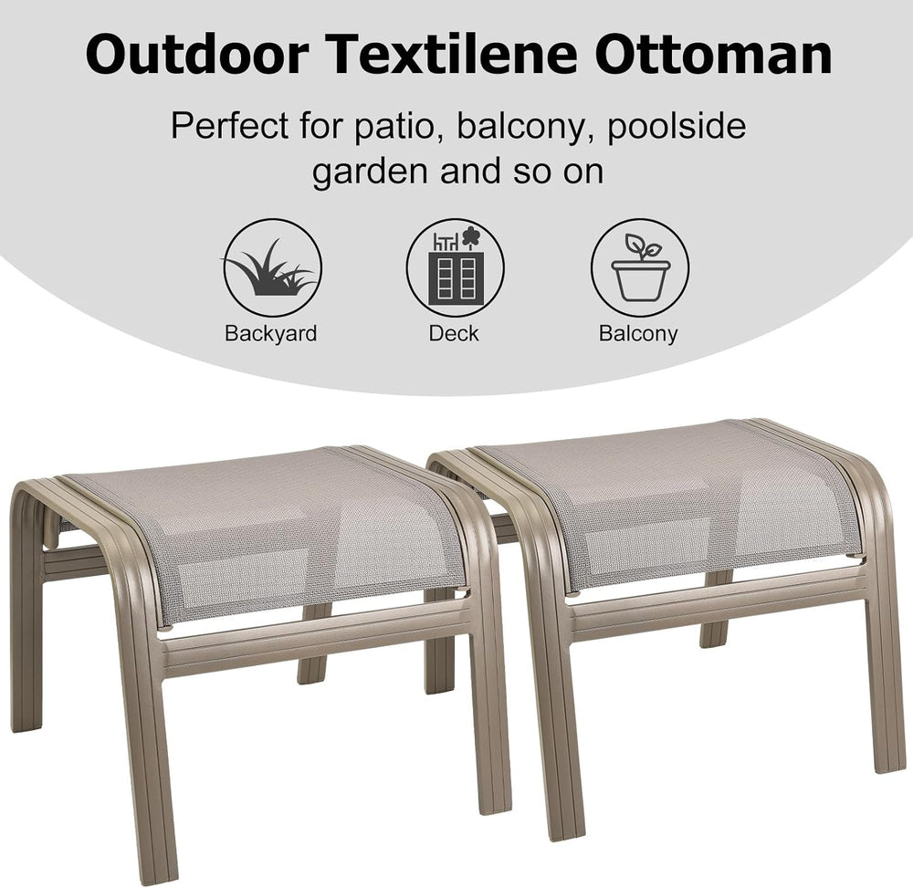 Outdoor Ottoman Patio Footstools, Champagne, 2 Set