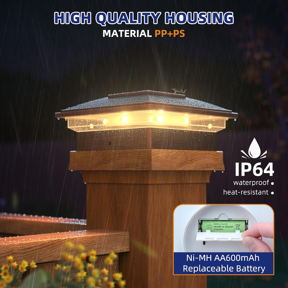 APONUO Solar Post Cap Lights - 6 Pack Outdoor Waterproof for 4x4 Posts, 2 Mod...