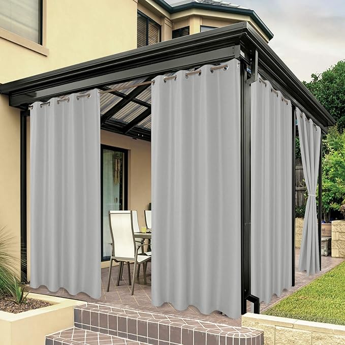 BONZER Outdoor Curtains for Patio Waterproof Thick Privacy Grommet Light Filt...