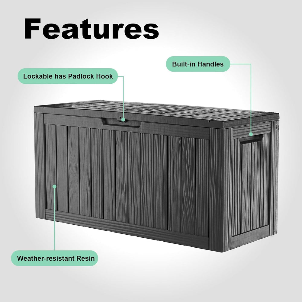Vixzen 85 Gallon Deck Boxes Outdoor Waterproof, Lockable Resin Storage Box wi...