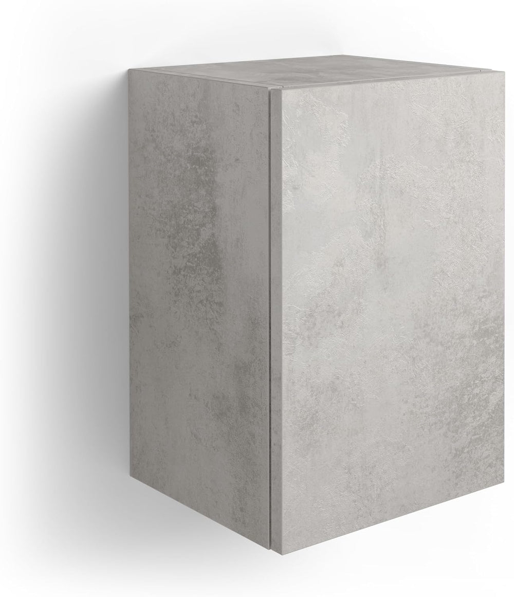 Mobili Fiver, Iacopo Cube wall Unit with Door, Concrete Effect, Grey, Made in...