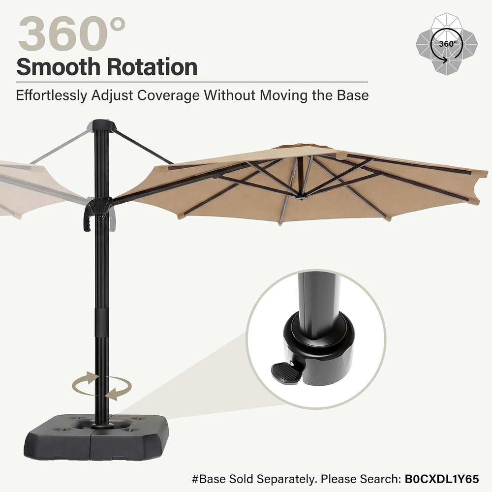 Patio Umbrella Outdoor, 10 FT Cantilever Umbrella Aluminum Offset Umbrella wi...