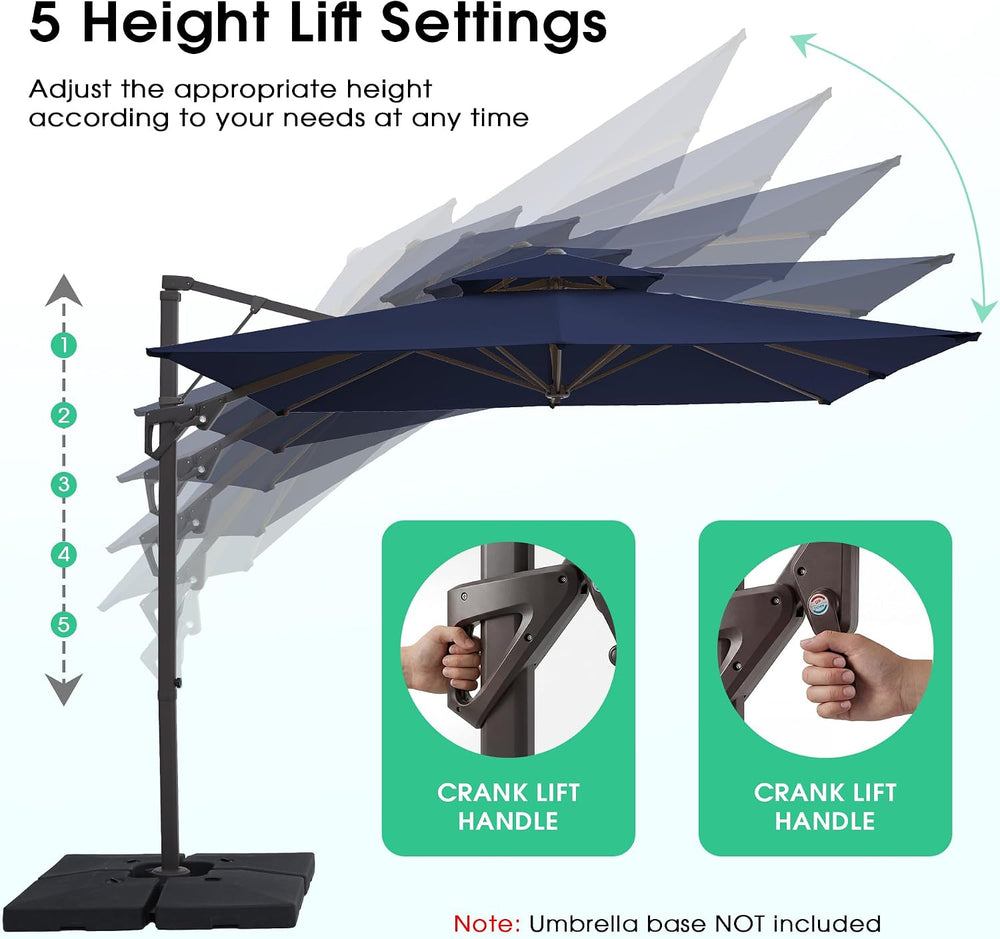 JEAREY 11x11 ft 2-Tier Cantilever Patio Umbrella, Outdoor Offset Umbrella