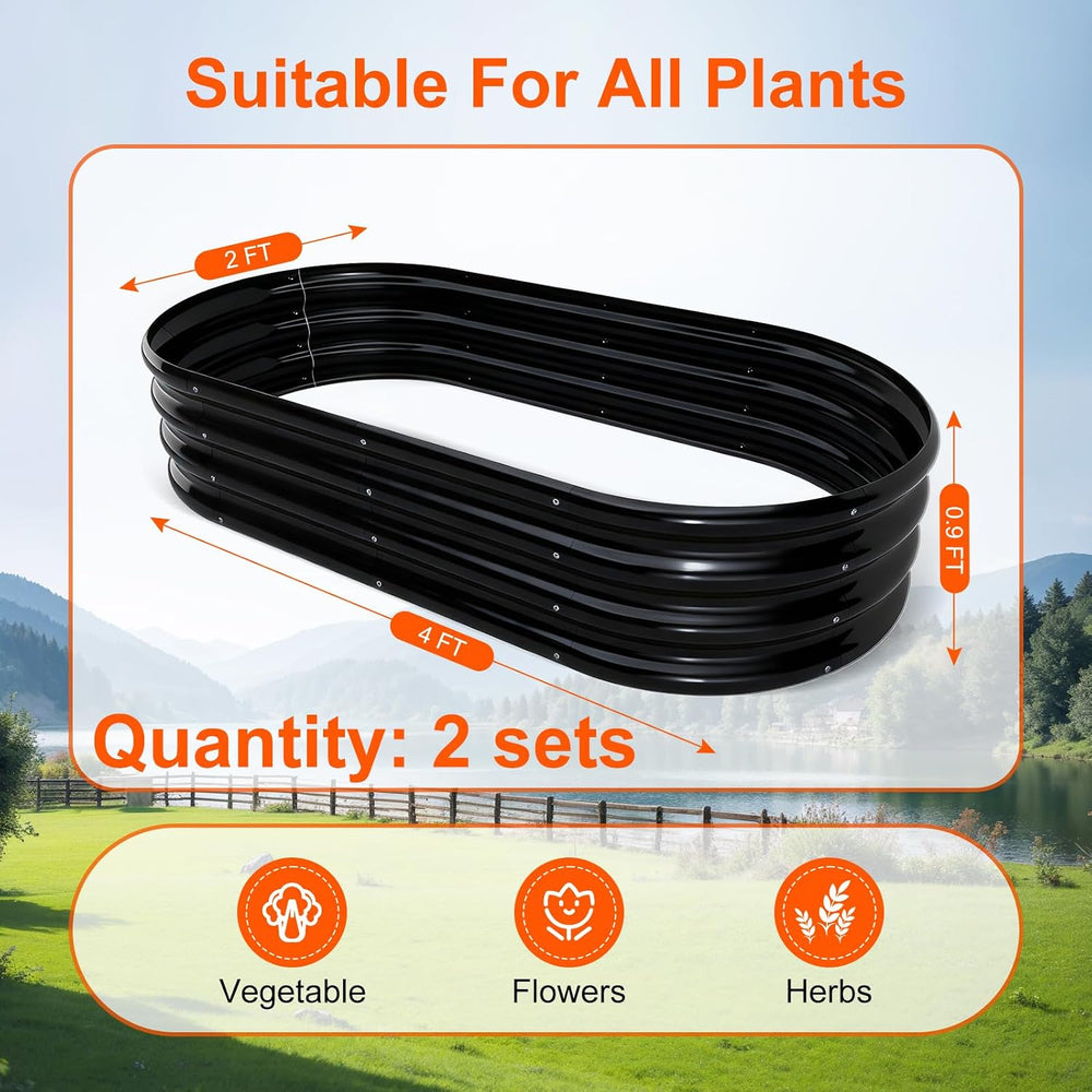 Rakukiri Raised Garden Bed Outdoor, GRS Certified Recycled Metal Planter Box ...