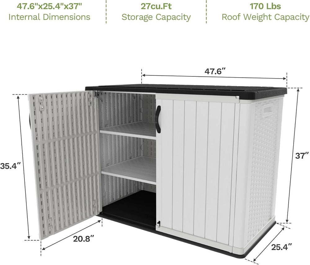 Patiowell 26 Cu.ft Plastic Outdoor Storage Cabinet, Lockable Waterproof Horiz...