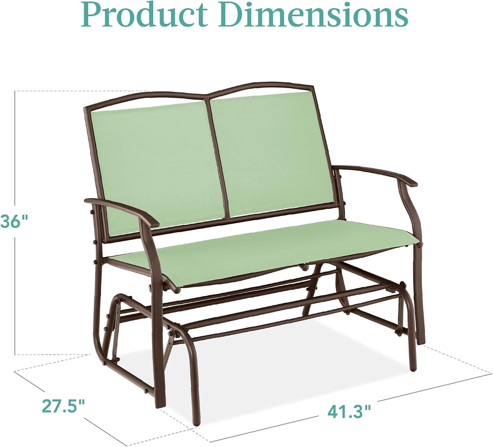 Best Choice Products 2-Person Outdoor Patio Swing Glider Steel Bench Loveseat...