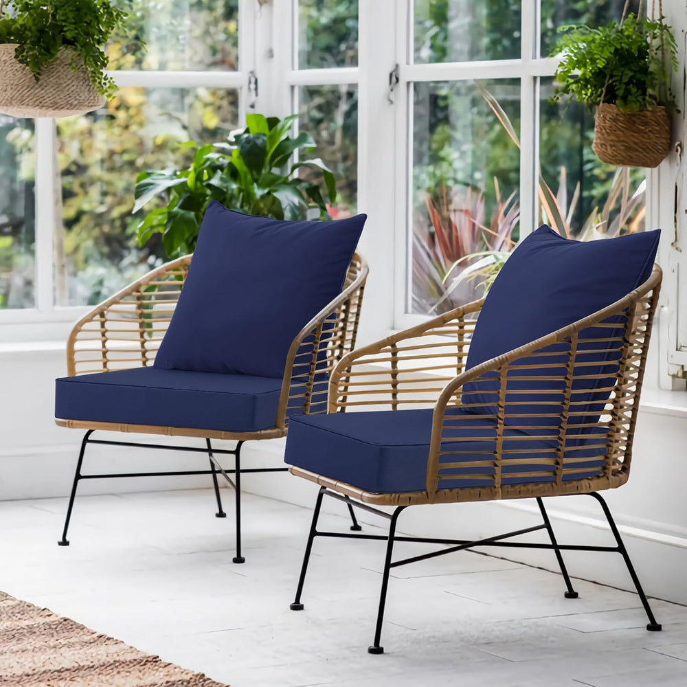 Favoyard Outdoor Patio Seat Cushions Set, 19 x 19 Inch, Waterproof, Blue