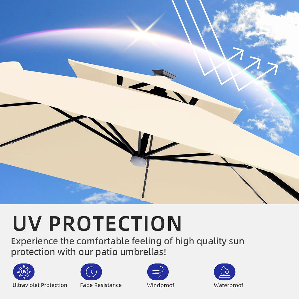 9x9 FT Cantilever Offset Patio Umbrella with Lights