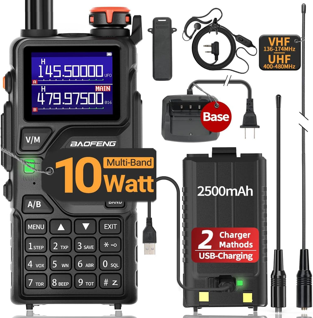BAOFENG K5PLUS Radio Ham Radio 10W Rechargeable Walkie Talkies Long Range UV3...